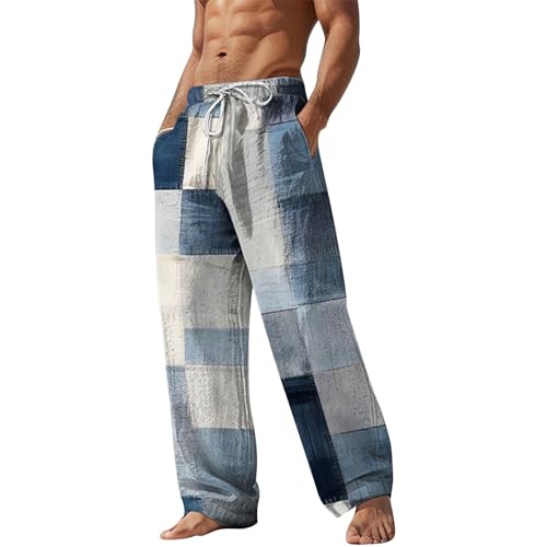 Mens Lightweight Straight Leg Trousers, Mens Casual Trousers Sky Blue