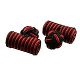 Nodo di tessuto gemelli Select Gifts Coppia tessuto nodo francese gemelli rosso e nero inciso opzionale box personalizzato