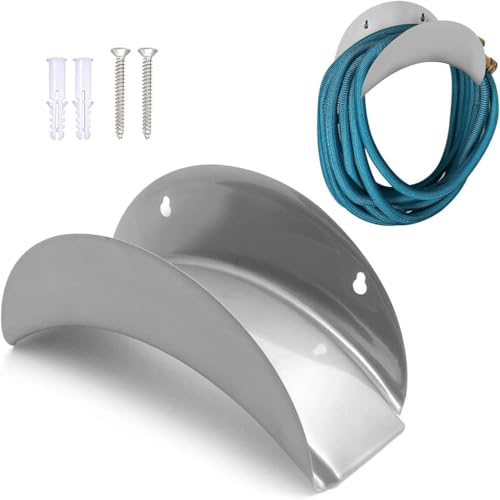 Image of HASTHIP Heavy Duty Garden Hose Hangers, Garden Hose Stand, Garden Steel Material Hose Hanger, Rust-Resistant, Easy Install, Wall Mounted Hose Holder, Carbon Steel Arch Hose Stand