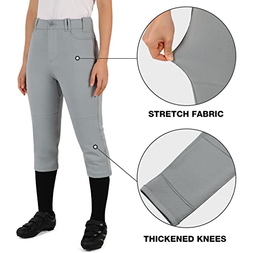 Beroy Softball Pants Women Fastpitch Ladies Baseball Pant Practice-Tournament With Pockets(Grey,S) #TOP3