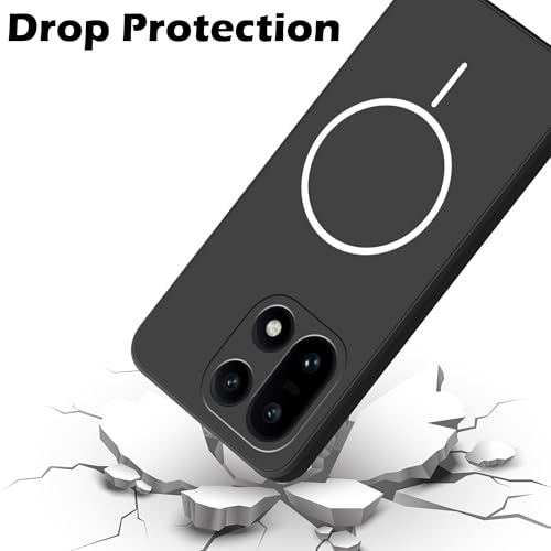 Image of amazon basics Back Cover for OnePlus 15 5G | Ultra Slim Soft Rubberised Case | Magsafe Logo Printed (Not Magsafe Compatible) | Camera Protection - Black