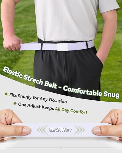 Image of Mile High Life Stretch Canvas Belt for Men, Golf Casual Elastic Web Belt, Top Military Buckle, Adjustable Cut to Fit