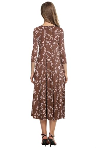 Image of HOTOUCH Women's 3 /4 Sleeve A-line and Flare Midi Long Dress