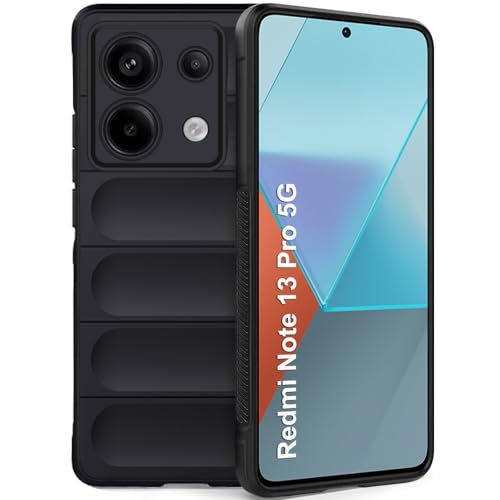 Image of TheGiftKart Liquid Silicon Back Cover Case for Mi Redmi Note 13 PRO 5G | Shockproof Military Grade Protection | Micro-Fibre Cloth On Inner Side | Anti-Slip Grip Redmi Note 13 Pro Cover (TPU, Black)