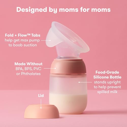 Image of FridaMom Silicone Suction Breast Pump, Hands-Free Milk Collector, Portable | Portable Breast Milk Catcher with Soft Silicone and Fold & Flow Tabs for Easy, Mess-Free Use