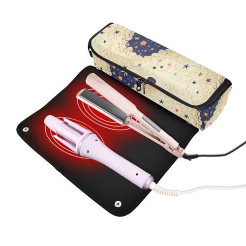 Bolsa de viaje para herramientas de cabello con diseño de caras de perros, resistente al calor, impermeable, organizador portátil para planchas y rizadores miniatura 2