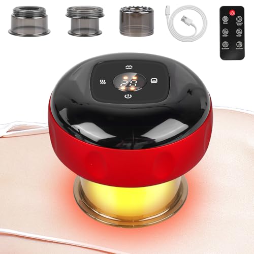 Ventosa eléctrica por infrarrojos, 12 velocidades, dispositivo de masaje inteligente con mando a distancia, recargable, dispositivo Guasha para aliviar el dolor y desintoxicar el cuerpo (rojo)