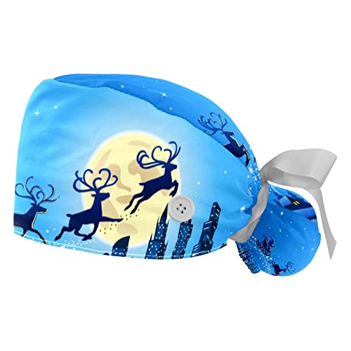 Chapeaux de travail respirants JDEZ : lot de 2 casquettes bouffantes Noël