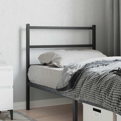 sephironlbb Cabecero de repuesto de metal negro de 90 cm, acero con recubrimiento en polvo, patas resistentes, respaldo estable, adecuado para cama individual, dormitorio moderno, cómodo apoyo para la