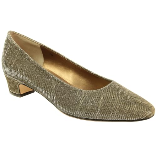 VANELi Womens Astyr Glitter Pointed Toe Block Pumps Dress Casual Low Heel 1-2" - Gold - Size 9 S2