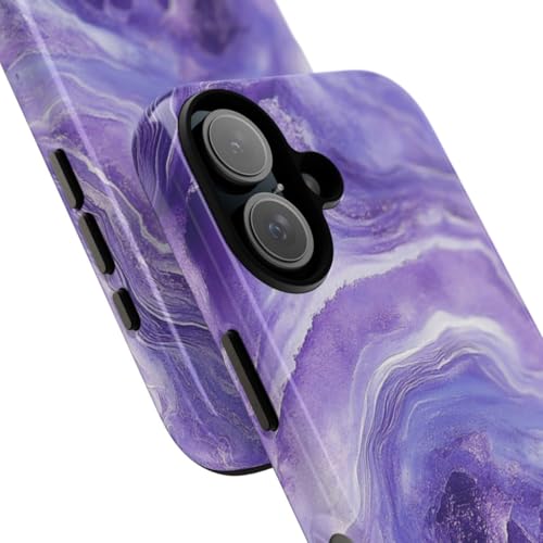 Coque iPhone 16 marbre violet rigide brillante coque de protection - 2