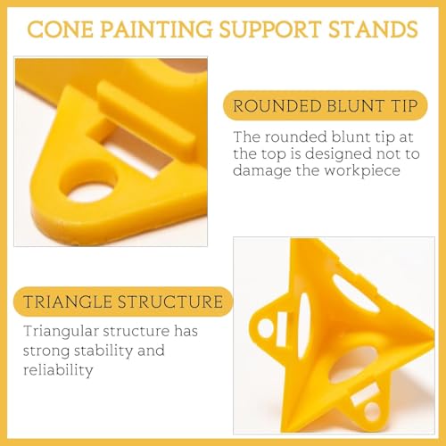 40 Stück Maler Pyramidenständer, Kunststoff Kegel Malständer Farbständer Klein, Pyramiden Stands Gelber Kegel Ständer Farbständer, für Leinwände Paint Pad Mini-Kegel-Farbständer für Einen Farbauftrag