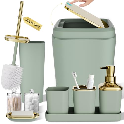 XLHOMO Sage Green Bathroom Set, Bathroom Accessory Set, Green Bathroom Set