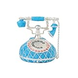 QIFU Vintage Blue Telepehone Shaped Enameled Trinket Box, Elegant Jewelry Box to Show Your Jewelry in style, Unique Gift for Your Family