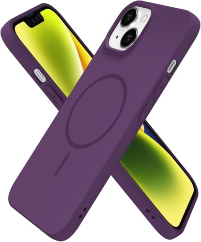 Image of DIZORO Magnetic for iPhone 14 Case, Compatible with MagSafe, Integrated Silicone Camera Control Cover, Thicken Shockproof Drop Protection Phone Case for 14, Grape Purple