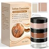Tattoo Cover Up Makeup Waterproof, Sweatproof & Long-Lasting Tattoo Cover, 2 Colors Adjustable Makeup Concealer, Suitable for Bruise, Scars & Other Blemishes