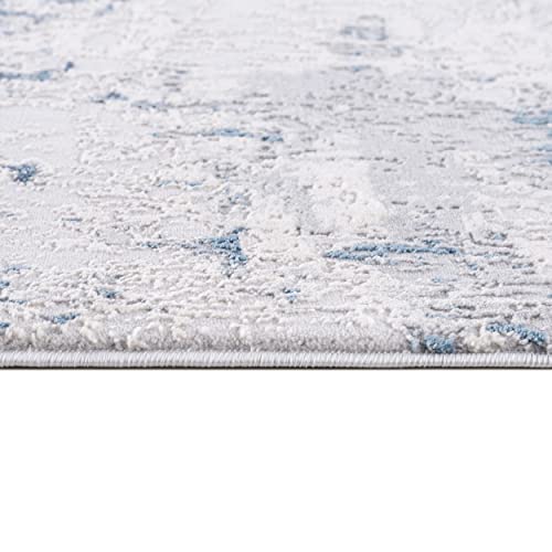 Rug Branch Amara 2' x 25' (2'3" x 25') Blue/Cream Abstract Indoor Runner Rug, Contemporary, High Pile, Stain-Resistant Hallway Carpet - Entryway, Mudroom, Bedroom, and Kitchen by Rug Branch - Used condition - Image 3