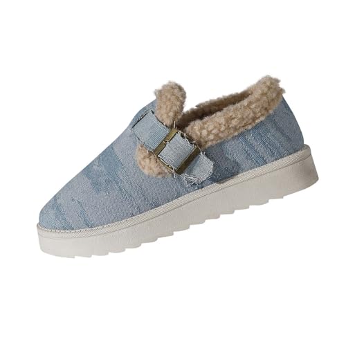 Chaussures d'hiver plates en velours uni et bout rond pour femme
