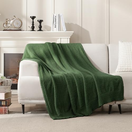 JOOJA Knit Dark Emerald Green Throw Polyester Soft Fleece Blanket
