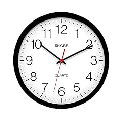 SHARP Wall Clock – Black, Silent Non Ticking 12 Inch Quality Quartz Battery Operated Round Easy to photo SHARP Wall Clock – Black, Silent Non Ticking 12 Inch Quality Quartz Battery Operated Round Easy to