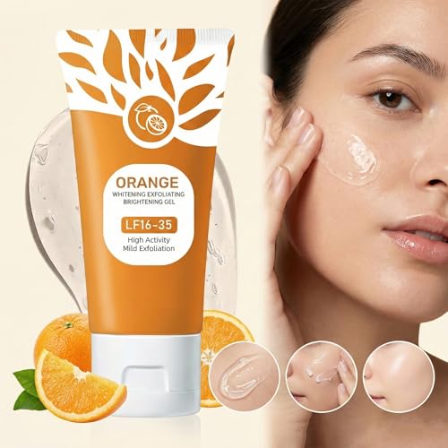 Image of Orange Enzyme Exfoliating & Brightening Gel for Face & Body | Gentle Peel Exfoliating | Dead Skin Remover, Tan Removal Gel, Skin Brightening Face Exfoliator (Pack of 1)