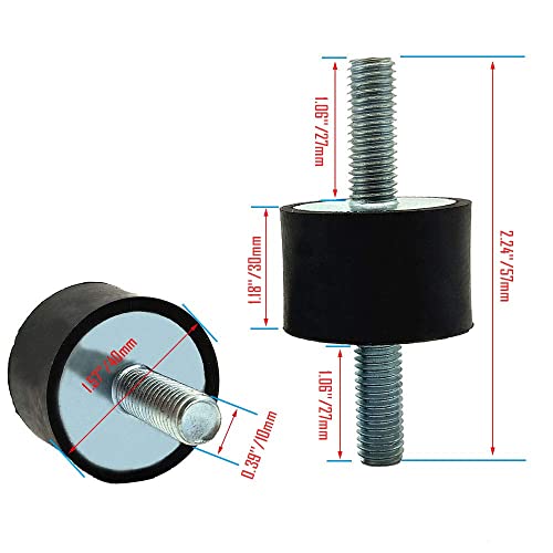 M10 Rubber Studs Shock Absorber Anti-Vibration Isolator Mounts 4 Packs, Rubber Cylindrical Vibration Isolation Mount For Air Compressors Garage Motor Diesel Engines(With 8Pcs Non-Slip Nuts) #TOP4