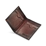 Tarjetero de cuero delgado 4cc para hombres y mujeres, piel de becerro italiana