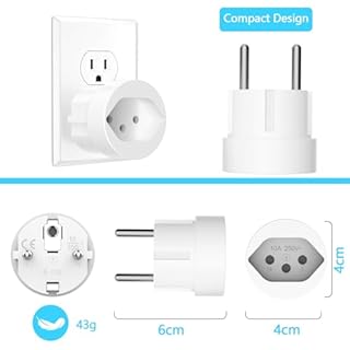 3 Adattatori da Viaggio Svizzera a EU, Adattatore da Viaggio, Spina da Viaggio, Tipo J a Schuko EU per Germania, Spina,Francia,Max 250 V / 2000W