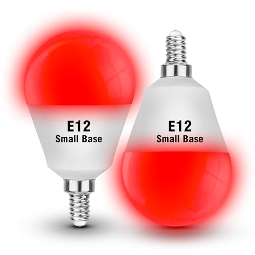 Image of E12 Candelabra Red Light Bulbs for Sleep, E12 Red Night Light Bulb,3w 300lm | Blue Light Blocking 25w-40w Equivalent, 625nm Red Light for Bedroom Porch Christmas Holiday Festival, Non-Dimmable, 2 Pack