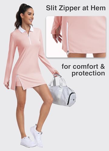 Image of Hiverlay Tennis Dresses for Women with 2 Pockets Built in Shorts UPF 50+ Golf Dress Workout Athletic Dresses