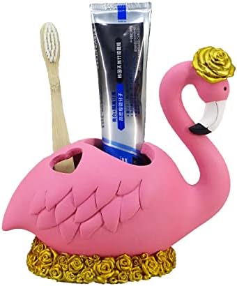 NA YHHRESINKING Last Forever Flamingo Gift for her. Elegant Pink Flamingo Resin Toothbrush Holder. Sweet Heart Desgining. Hygienic Toothbrush Storage. Bathroom Organizer for Toothbrush（Pink）
