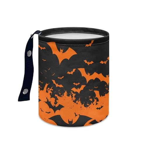 Image of Halloween Bat Print Car Garbage Can Mini Car Trash Bin Truck Organizer Auto Storage Bag Waterproof Portable Accessories Road Trip for Kids