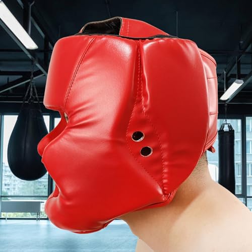 Protector de boxeo para niños, de piel sintética, protector de casco para artes marciales, karate, taekwondo, protección completa de la cara - imagen 2