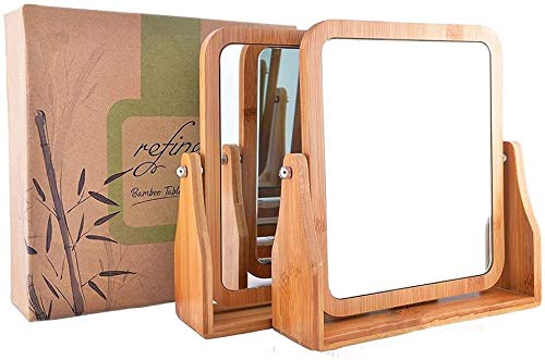 Make-upspiegel, kleine staande spiegel voor bureau, eenvoudig te demonteren frameloze make-upspiegel, standaard make-up spiegels rechthoek voor kantoor slaapkamer midden