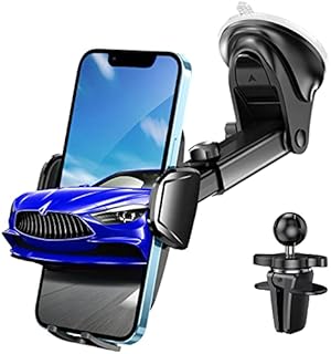 Josnown Samochodowy uchwyt na telefon, 3 w 1, uniwersalna osłona na deskę rozdzielczą, uchwyt do wentylacji powietrza do samochodu - obrót o 360°, mocna lepka podkładka żelowa i super stabilny klips do wentylacji - do