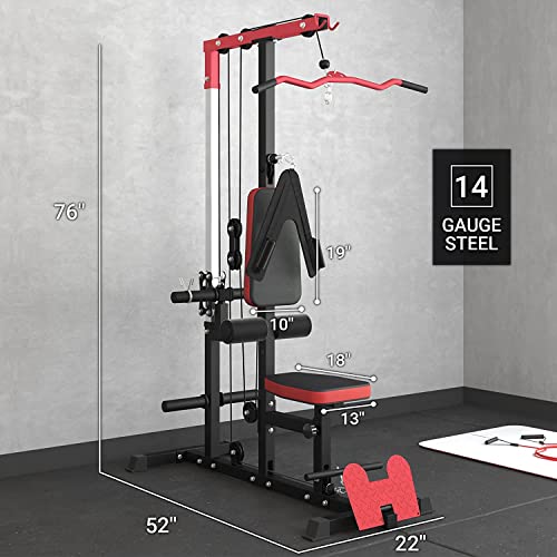 Er Kang Lat Tower, Lat Pull Down And Lat Row Cable Machine With Flip-Up Footplate, High And Low Pulley Station With Ab Crunch Harness, Home Gym Fitness（New） #TOP4