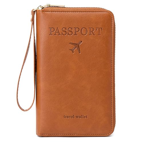Similarbe RFID Passport Holder, Multi-Functional RFID Passport Wallet, Anti-Theft Simple Plain Leather Card Holder With Blocks All Electronic Scans, Slim Yet Fits All Essentials (Q)