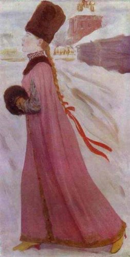 Peinture à l'huile Ryabushkin d'une fille de Moscou pour décoration de salon chic