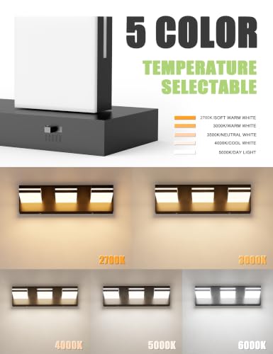 Image of VOLISUN 16.15in Bathroom Vanity Light Fixtures 3 Light, 5CCT Dimmable, Matte Black LED Bathroom Lighting Fixtures Over Mirror, 360Rotatable Head, LED Vanity Lights for Bathroom