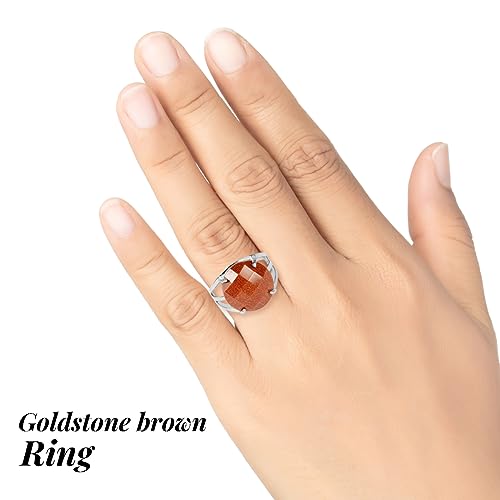 Image of Reiki Crystal Products Adjustable Rings, Round Cutting, Amethyst, Black Tourmaline, Goldstone brown, Green Jade, Lapis Lazuli, Opalite, Red Jasper, Rose Quartz, Tiger eye, Gemstone Ring