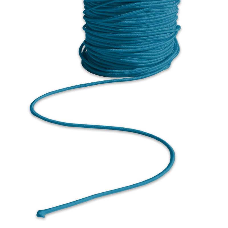 Blue 3mm Elastic Cord Round Stretchy Thread Hat Elastic Cord Thin Elastic Beading String For Masks Hats Jewellery Crafts Hair Accessories Threading Tags (Blue - 3mm - 100 Meters)