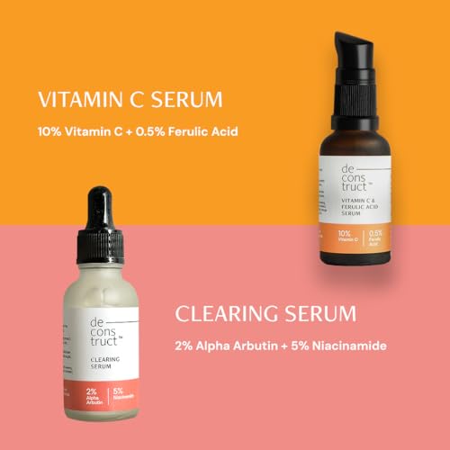 Image of Deconstruct Skin Brightening Duo | 10% Vitamin C & 0.5% Ferulic Acid and 2% Alpha Arbutin & 5% Niacinamide | For All Skin Types | 30 ml each | Pack of 2