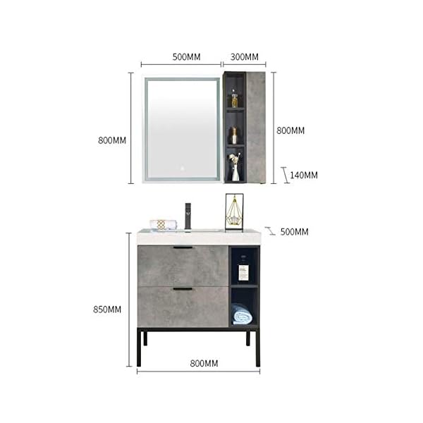 NEHARO Bathroom Mirror Cabinet Floor-standing Bathroom Cabinet Combined Wash Basin Mirror Cabinet for House - Image 5