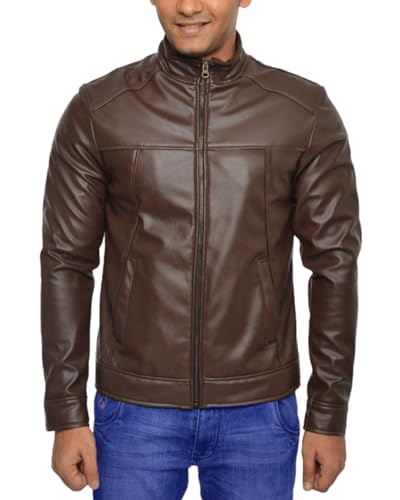 Slimfit Boys Casual Wear with Antique Flair Brown Leather Jacket