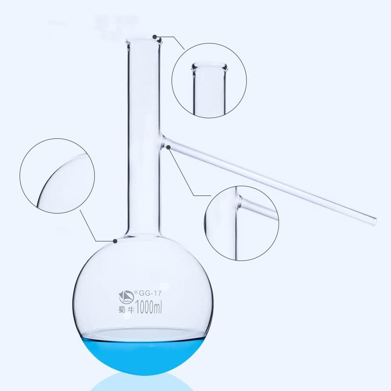 Frasco de vidrio para laboratorio, Matraz de destilación de vidrio de cuello corto de 60 ml a 1000 ml, matraz de ebullición de silicato for laboratorio, 1 unidad/lote(500ml)