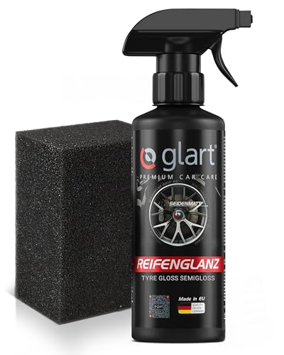 Glart 45RK abrillantador para neumáticos, cuidado de neumáticos, cuidado de goma, brillo de seda mate, 500 ml, con esponja de aplicación.