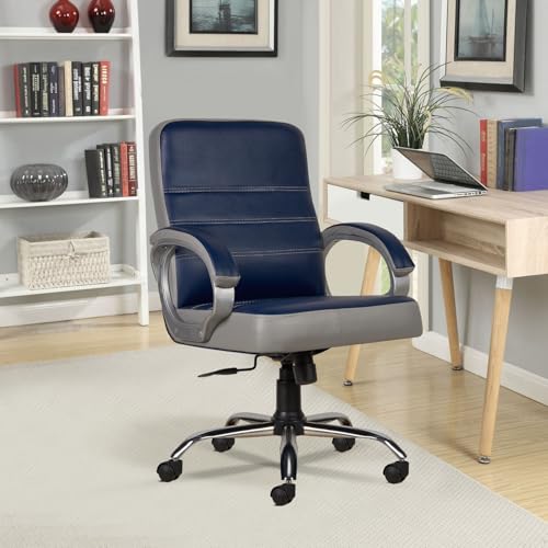 Image of CELLBELL C99 Apex Ergonomic High Back Executive Boss Chair for Home & Office | Leatherette Computer Chair with 4-Inch Cushioned Seat, Padded Armrests, 120 Tilt Height Adjustable (Navy Blue & Grey)
