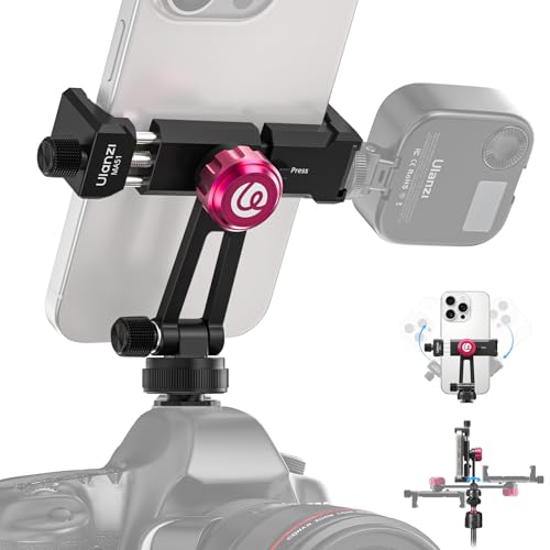 ULANZI MA61 Metal Phone Tripod Mount with Cold Shoe, 360° Adjustable Hot Shoe Camera Phone Mount for iPhone 17 16 15 14 Pro Max, Samsung, Aluminum Alloy Clamp for Vlogging, Live Streaming, Video