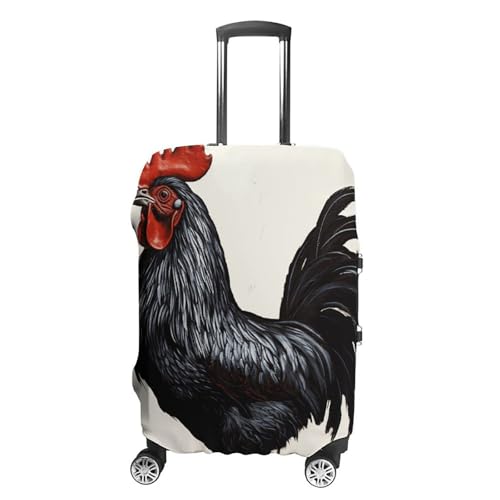 Travel Luggage Cover Elastic Suitcase Protector Anti-Scratch Washable Black Rooster Luggage Sleeve Tsa Approved Carry on Covers Baggage Cover Fits 18-32 Inch Luggages