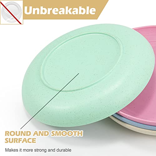 Ptnitwo Lightweight Wheat Straw Plates,Plastic Plates Reusable,Unbreakable Deep Dinner Plates, Assorted Colors Dinnerware Sets,Dishwasher Safe #TOP2